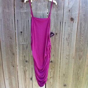 AVA & VIV DRESS WOMENS SZ XXL BRIGTH PINK PULLOVER STRETCH RUCHED SIDE NEW